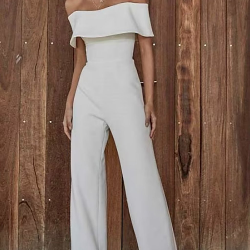 Chic Ivory Off-The-Shoulder Jumpsuit